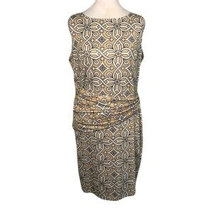 Gretchen Scott Designs Women’s Medium Beige Geometric Print Sleeveless Dress